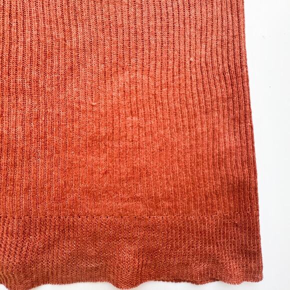 Eileen Fisher Petite Large Linen Henley Tank Rust Orange Sleeveless Ribbed Knit - Picture 4 of 11